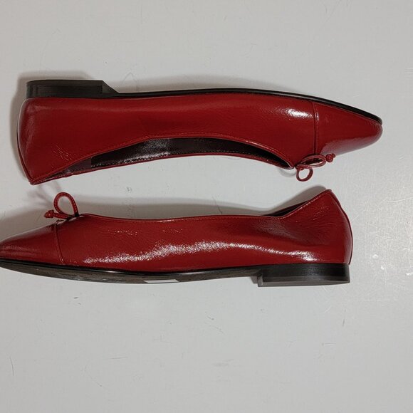 NEW Tory Burch Cap Toe Ballet Flats Womens 9.5 Red Luxury Designer Contemporary - Picture 2 of 8